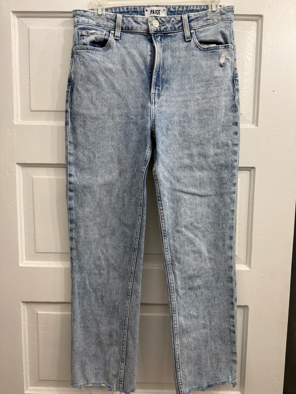 PAIGE Light Wash Straight-Leg Jeans